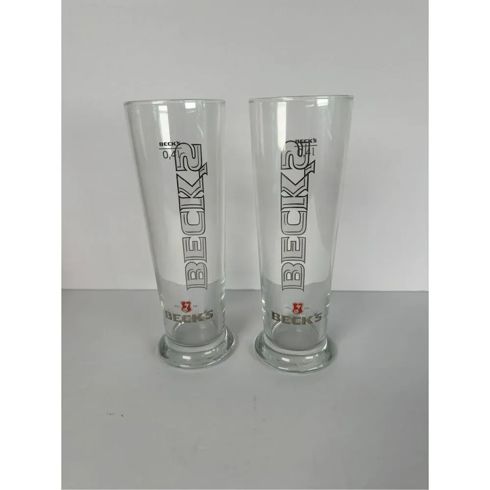 BECK'S set of 2 -0.4 liter bar pub beer glasses
